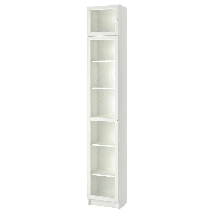 Книжный шкаф со стеклянной дверцей - BILLY/OXBERG IKEA/БИЛЛИ/ОКСБЕРГ ИКЕА, 30х40х237 см, белый (изображение №1)
