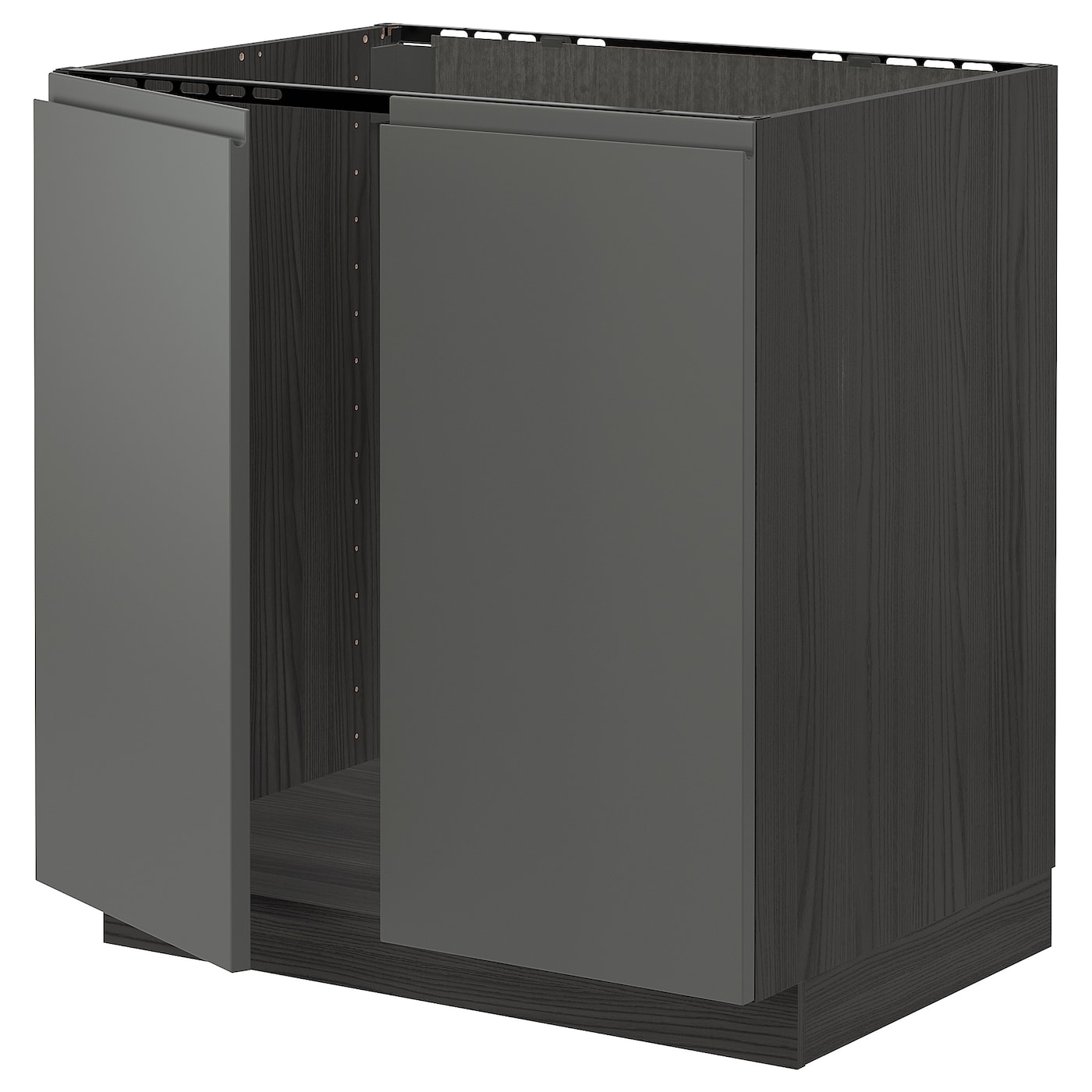 Шкаф под раковину/2 дверцы - METOD IKEA/ МЕТОД ИКЕА, 88х80  см. черный/серый