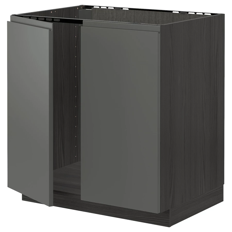 Шкаф под раковину/2 дверцы - METOD IKEA/ МЕТОД ИКЕА, 88х80  см. черный/серый (изображение №1)