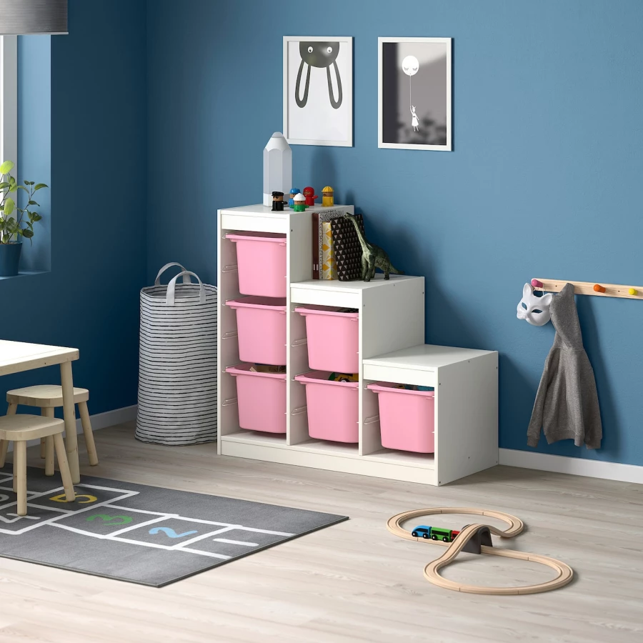 Книжный шкаф - TROFAST IKEA/ ТРУФАСТ ИКЕА,  99х94 см, белый/розовый (изображение №2)