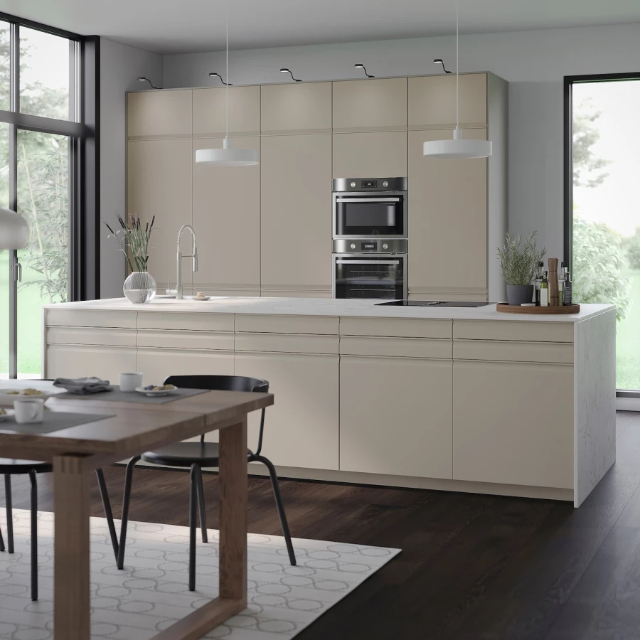 Кухонный шкаф-пенал - IKEA METOD/МЕТОД ИКЕА, 240х60х60 см, белый/бежевый (изображение №2)