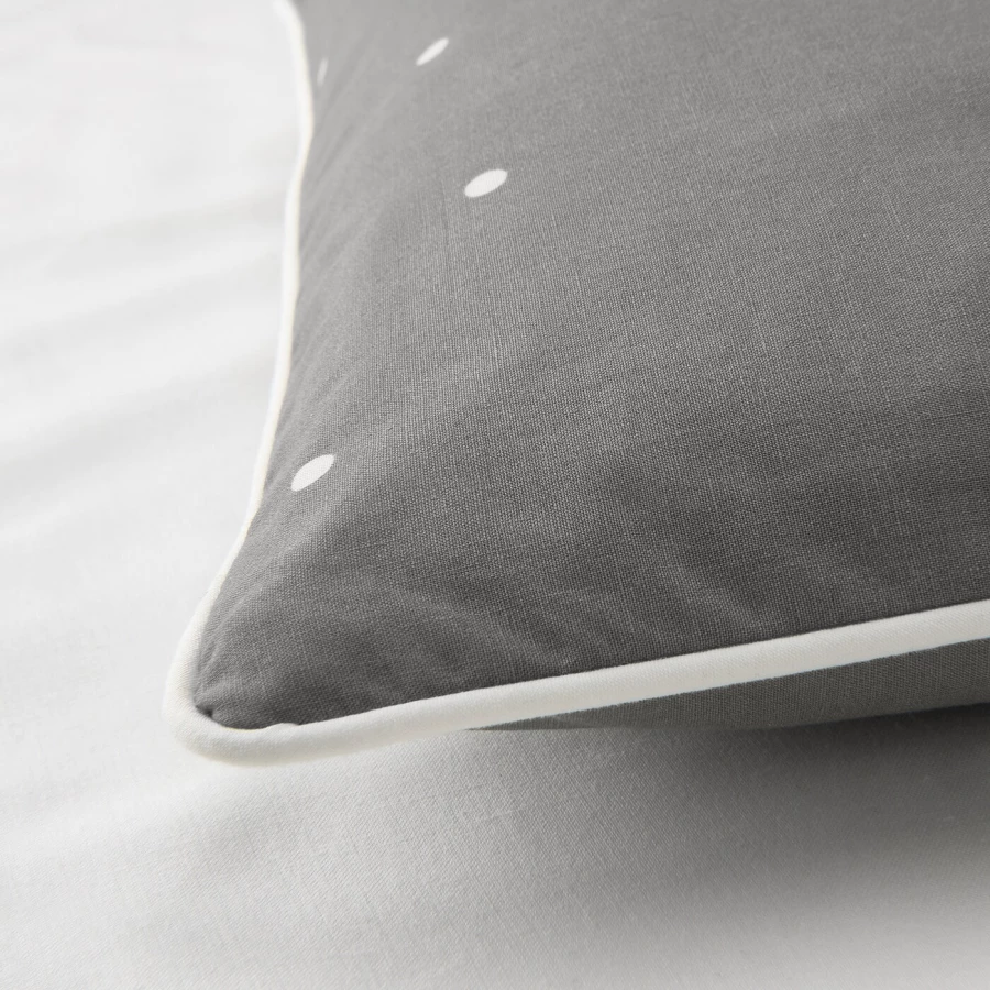 Пододеяльник/наволочка для детской кроватки - LENAST  IKEA/  ЛЕНАСТ ИКЕА,  110x125/35x55 см, серый (изображение №5)