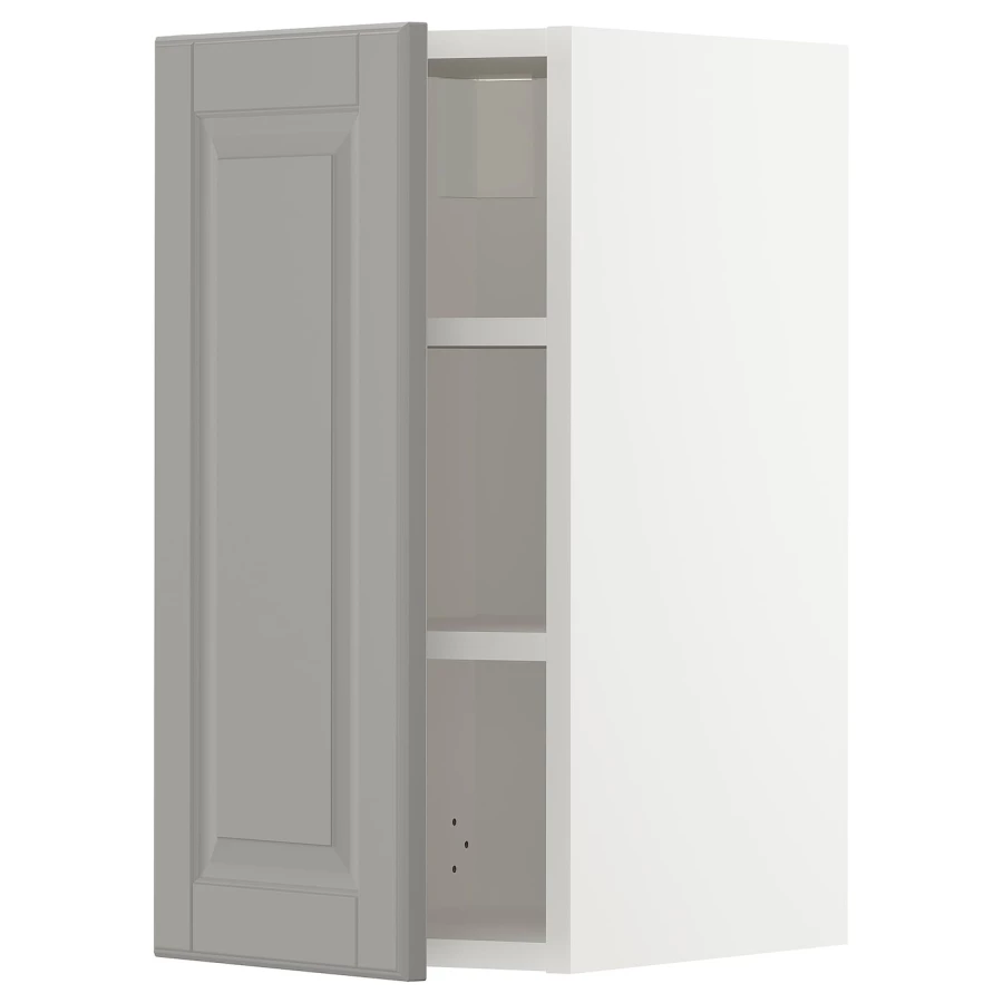 Навесной шкаф с полкой - METOD IKEA/ МЕТОД ИКЕА, 60х30 см, белый/серый (изображение №1)