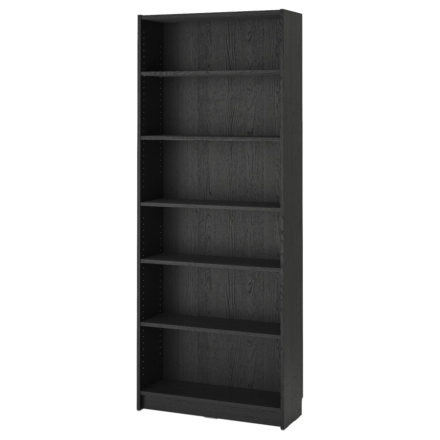 Стеллаж - IKEA BILLY, 80х28х202 см, черный/имитация дуба, БИЛЛИ ИКЕА (изображение №1)