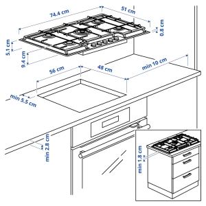 Второе фото. Газовая варочная панель - SKÅLAN / SKАLAN IKEA/ СКАЛАН ИКЕА, 74 см, белый