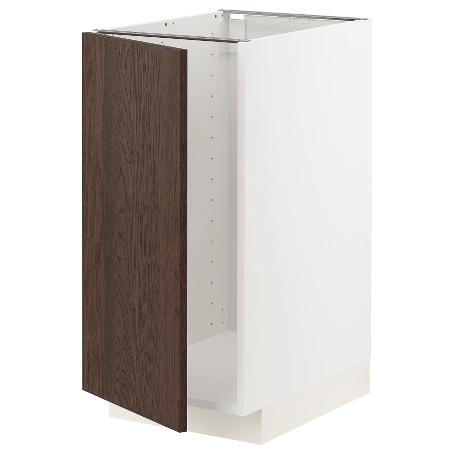 Напольный кухонный шкаф  - IKEA METOD, 88x62x40см, белый/коричневый, МЕТОД ИКЕА (изображение №1)