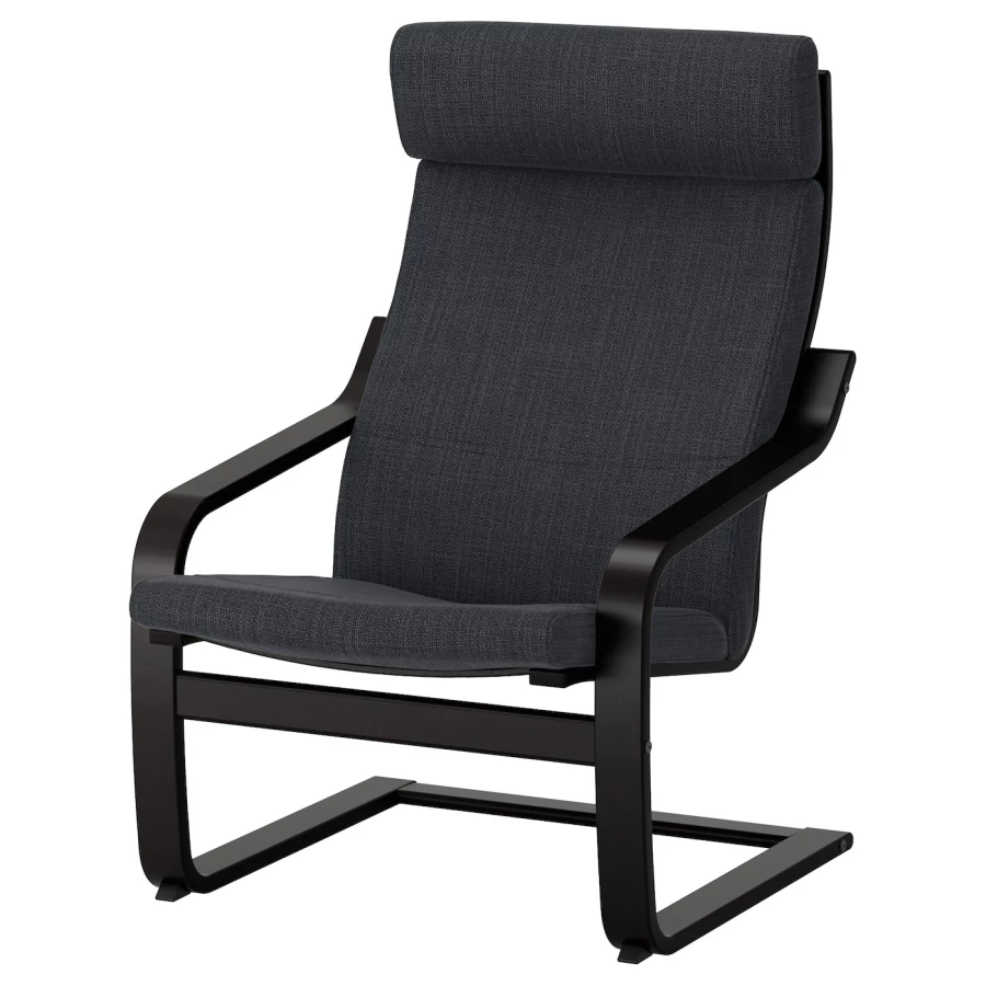 Кресло - IKEA POÄNG/POANG/ПОЭНГ ИКЕА, 68х82х100 см, тёмно-серый (изображение №1)