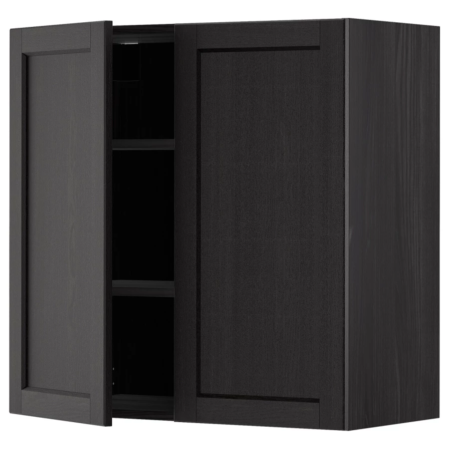 Навесной шкаф с полкой - METOD IKEA/ МЕТОД ИКЕА, 80х80 см, черный (изображение №1)