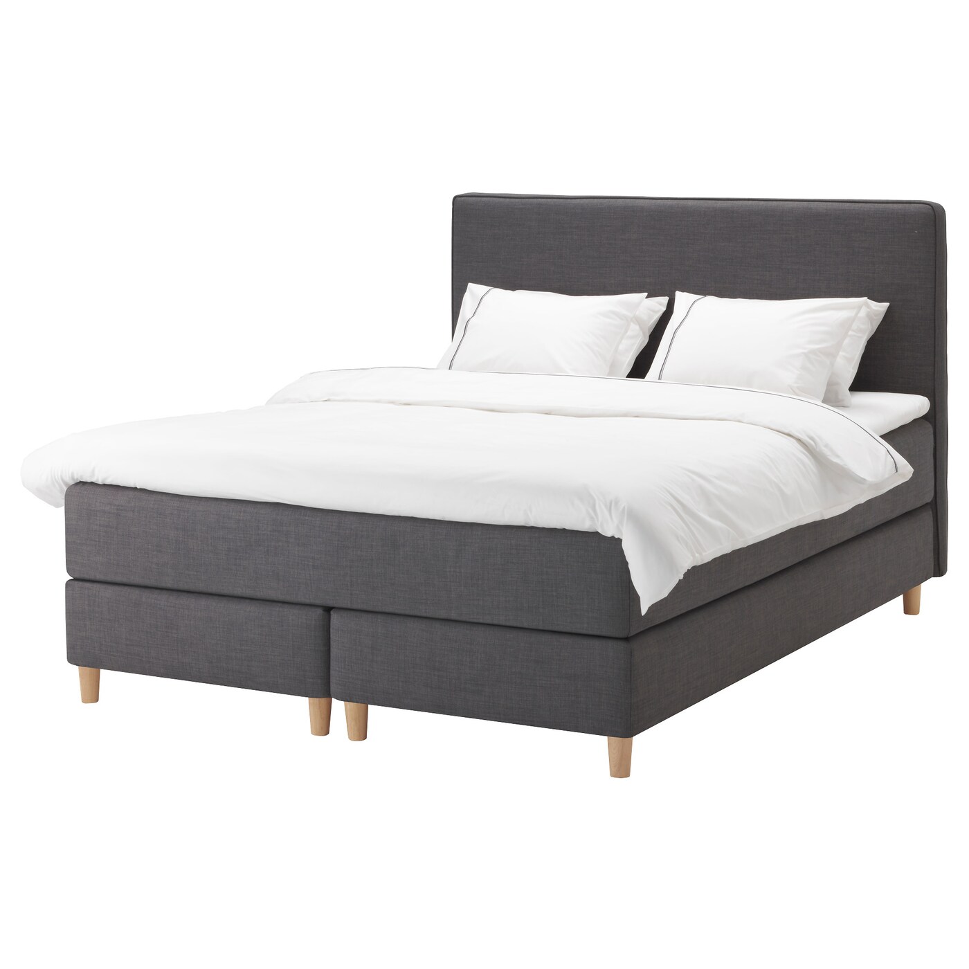 Континентальная кровать - IKEA DUNVIK, 200х180 см, матрас твердый/средне-жесткая, темно-серый, ДУНВИК ИКЕА