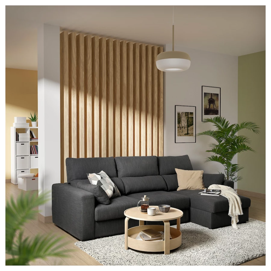 3-местный диван с шезлонгом - IKEA ESKILSTUNA,  100x162x268см, темно-серый, ЭСКИЛЬСТУНА ИКЕА (изображение №4)