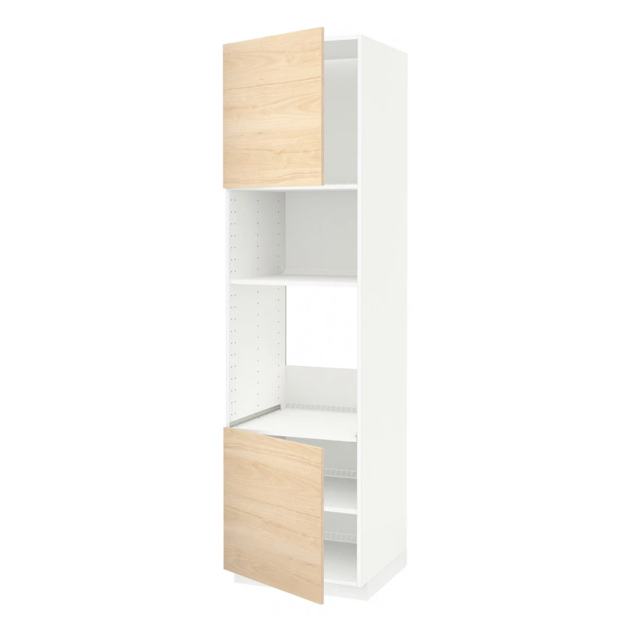 Кухонный шкаф-пенал - IKEA METOD/МЕТОД ИКЕА, 220х60х60 см, белый/под беленый дуб (изображение №1)