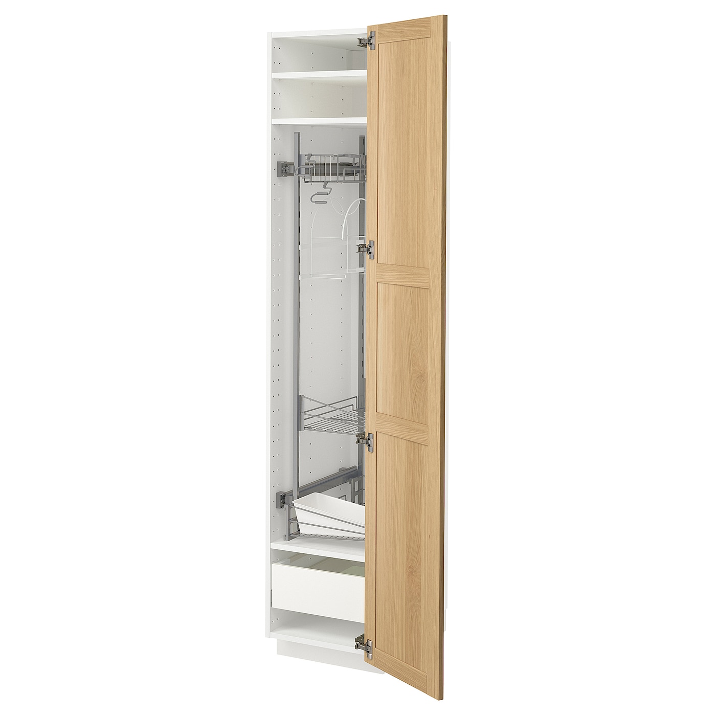 Высокий кухонный шкаф/бытовой - IKEA METOD/MAXIMERA/МЕТОД/МАКСИМЕРА ИКЕА, 200х60х40 см, белый/светло-коричневый