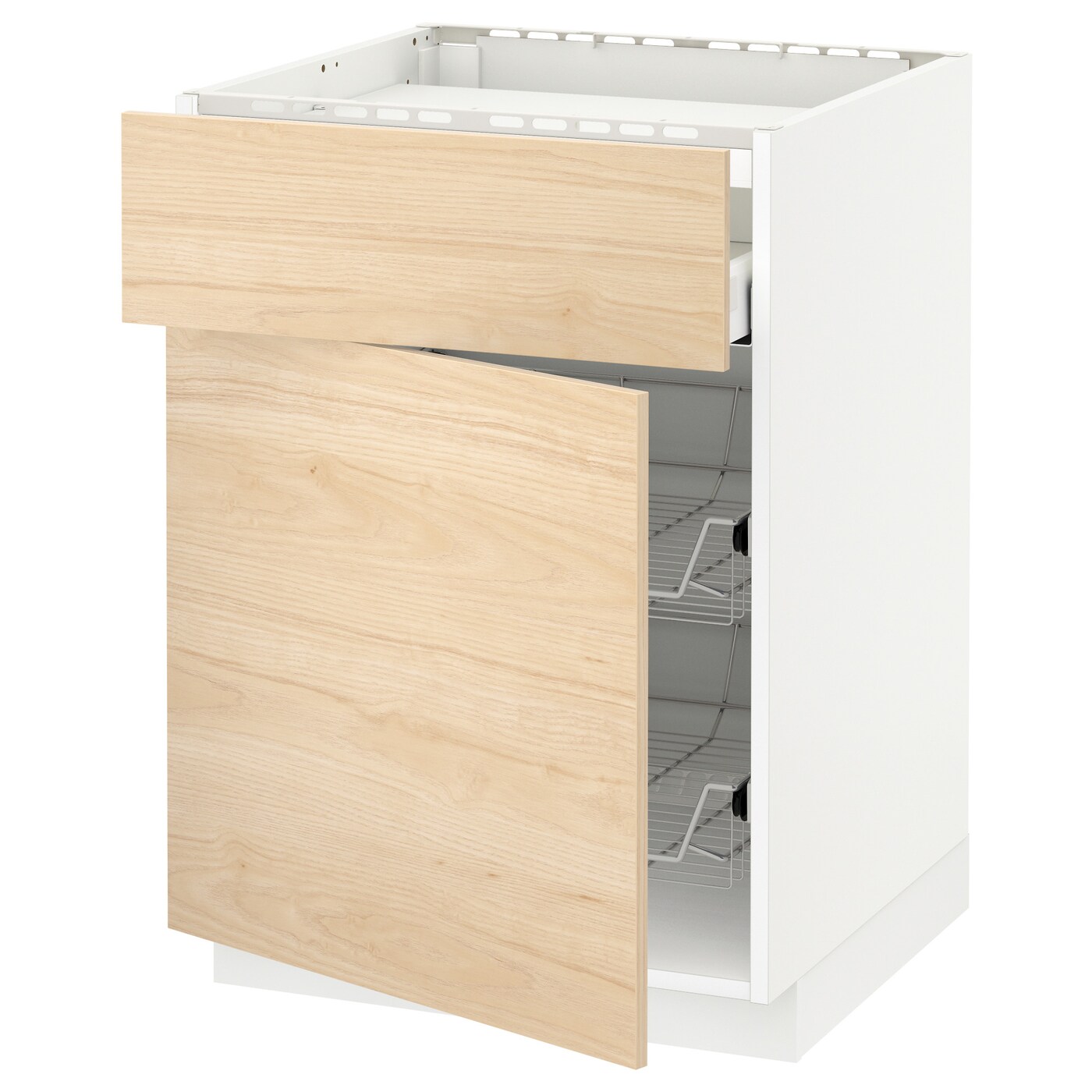 Напольный шкаф - IKEA METOD MAXIMERA, 88x62x60см, белый/светлый ясень, МЕТОД МАКСИМЕРА ИКЕА
