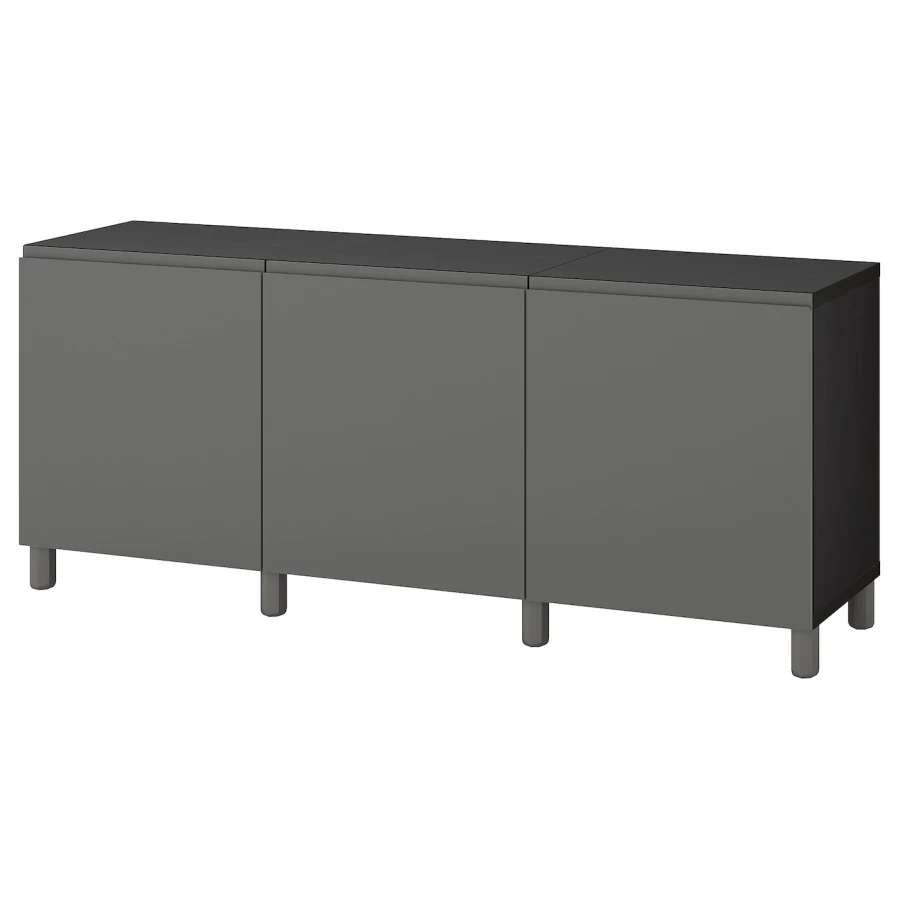 Комбинация для хранения - BESTÅ/ BESTА IKEA/ БЕСТА/БЕСТО ИКЕА, 180х74 см, темно-серый/черный (изображение №1)