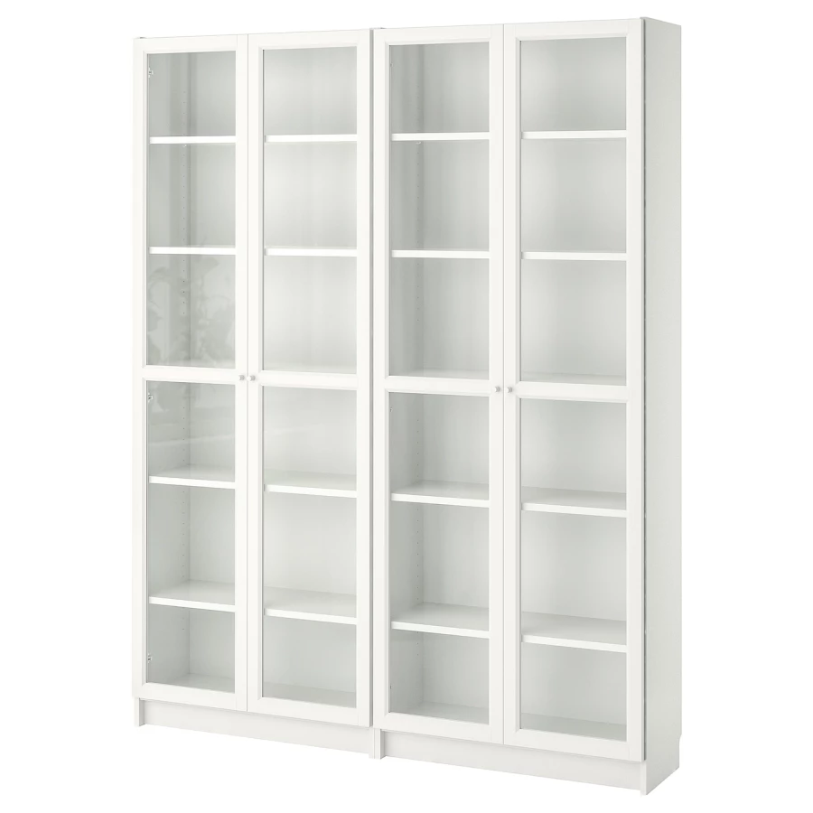 Книжный шкаф со стеклянной дверцей - BILLY/OXBERG IKEA/ БИЛЛИ/ОКСБЕРГ ИКЕА, 30х160х202 см, белый (изображение №1)