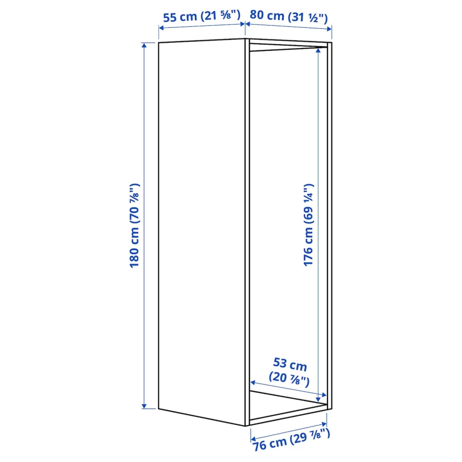 Каркас шкафа - PLATSA IKEA/ПЛАЦА ИКЕА, 55х80х180 см, белый (изображение №3)