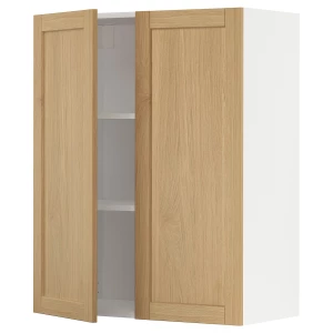 Навесной шкаф с полками/2 дверцы IKEA METOD/МЕТОД ИКЕА, 100x80см, белый/бежевый