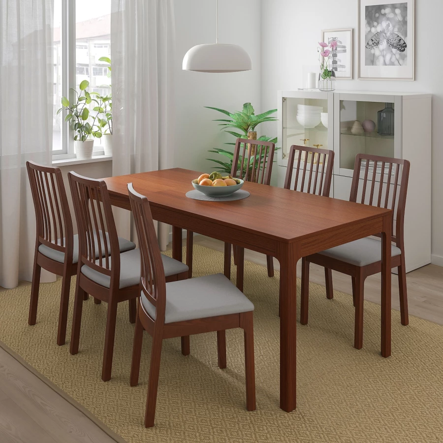 Стол и 4 стула - IKEA EKEDALEN/ЭКЕДАЛЕН ИКЕА, 120/180х80 см, коричневый/серый (изображение №7)
