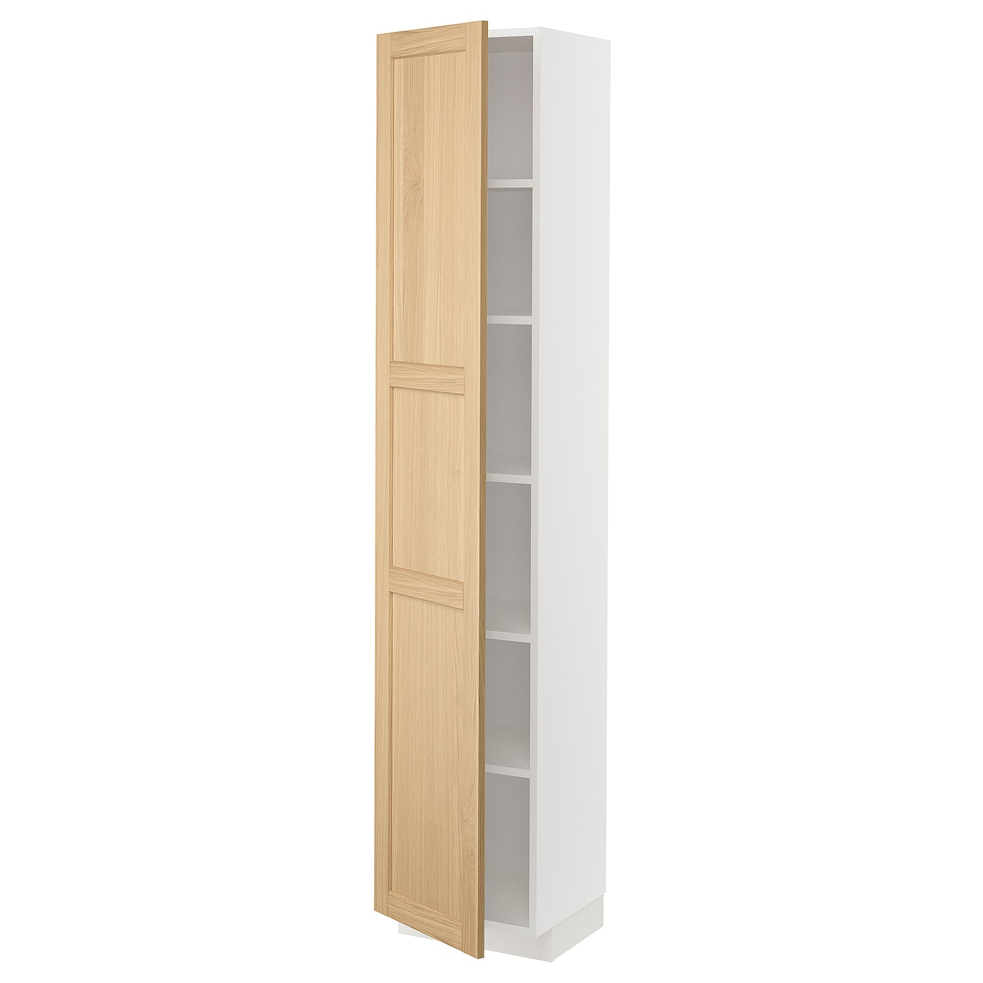 Высокий кухонный шкаф с полками - IKEA METOD/МЕТОД ИКЕА, 200х37х40 см, белый/светло-коричневый
