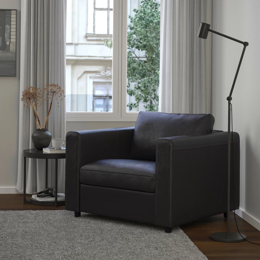 Кресло - IKEA VIMLE, 101х98х83 см, черный, ВИМЛЕ ИКЕА (изображение №2)