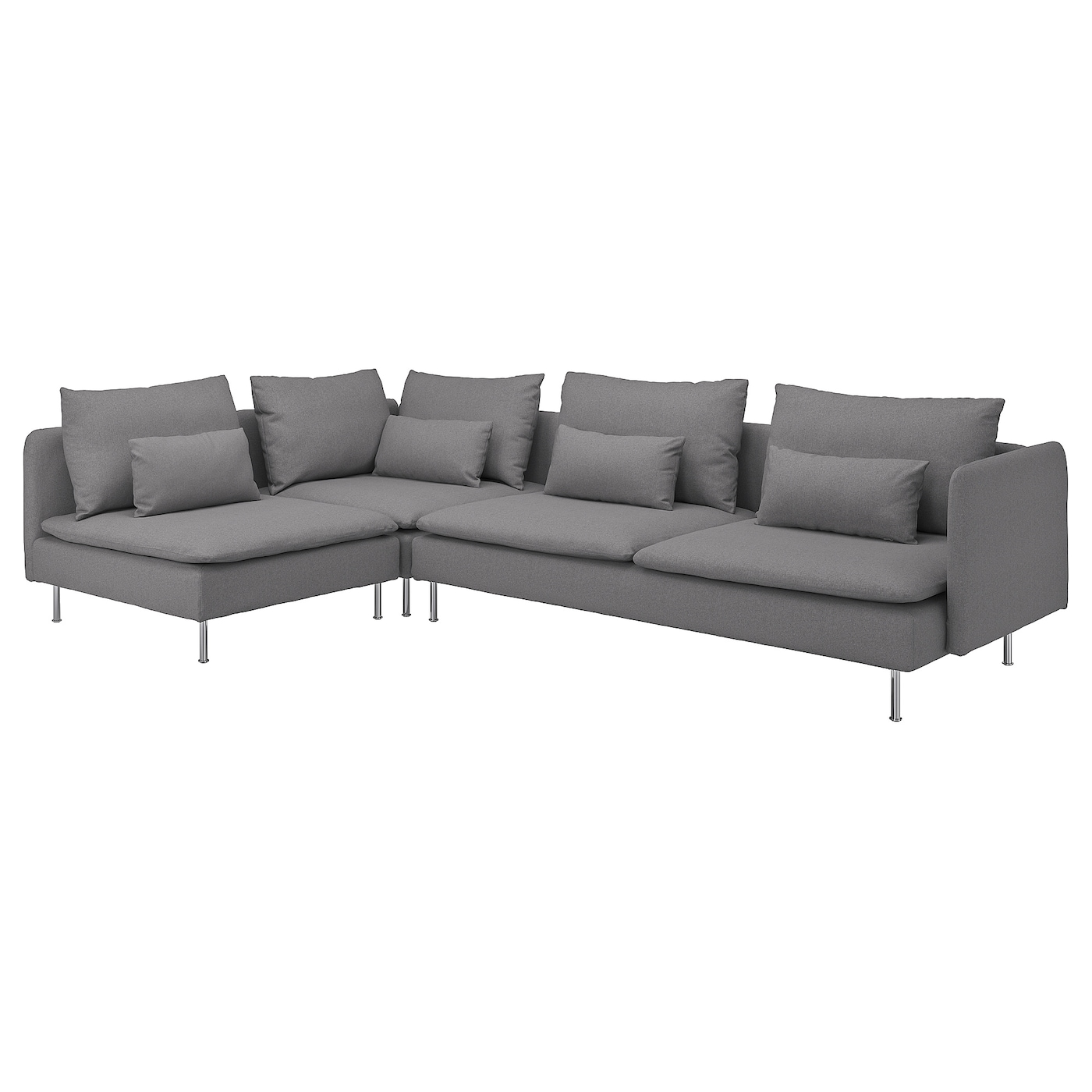 4-местный угловой диван - IKEA SÖDERHAMN/SODERHAMN, 99x192/291см, серый/светло-серый, СЕДЕРХАМН ИКЕА