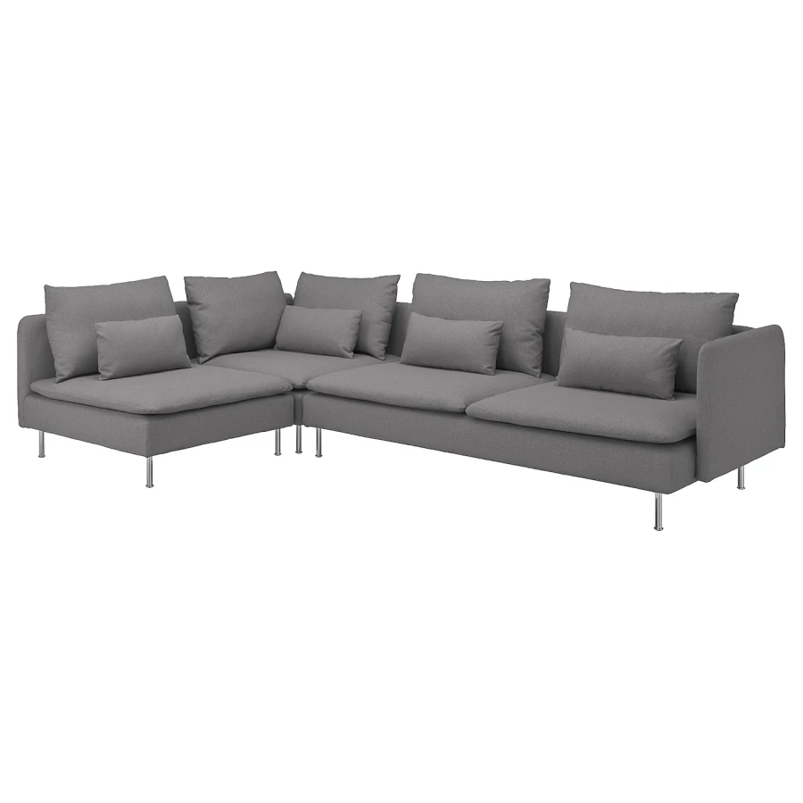 4-местный угловой диван - IKEA SÖDERHAMN/SODERHAMN, 99x192/291см, серый/светло-серый, СЕДЕРХАМН ИКЕА (изображение №1)