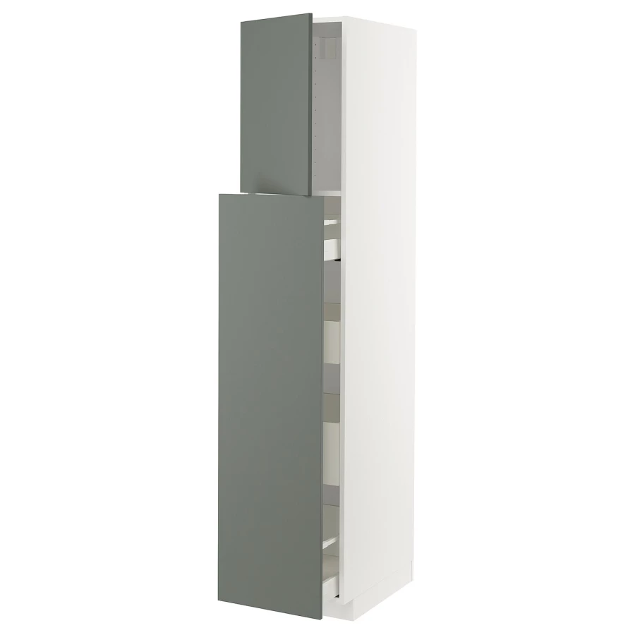 Высокий шкаф - IKEA METOD/MAXIMERA/МЕТОД/МАКСИМЕРА ИКЕА, 200х60х40 см, белый/темно-серый (изображение №1)