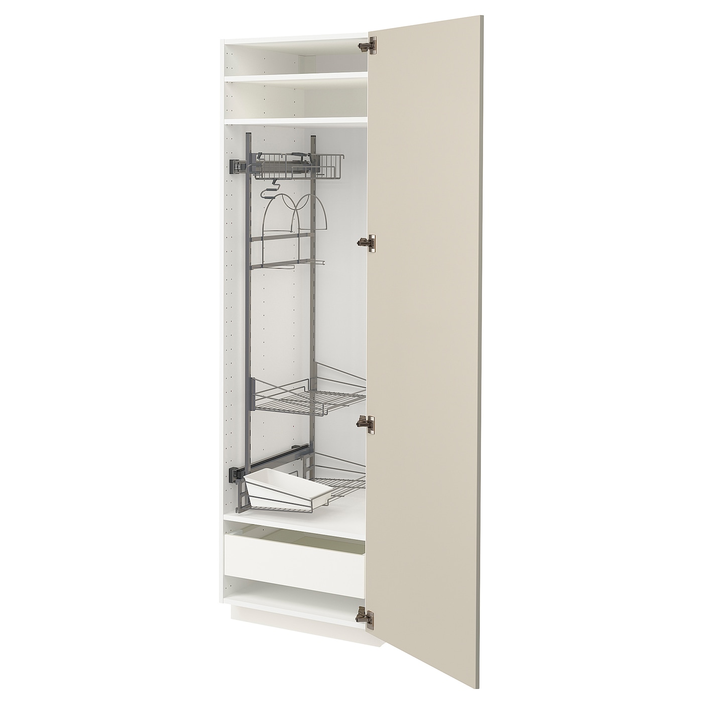Высокий шкаф/бытовой - IKEA METOD/MAXIMERA/МЕТОД/МАКСИМЕРА ИКЕА, 200х60х60 см, белый/бежевый