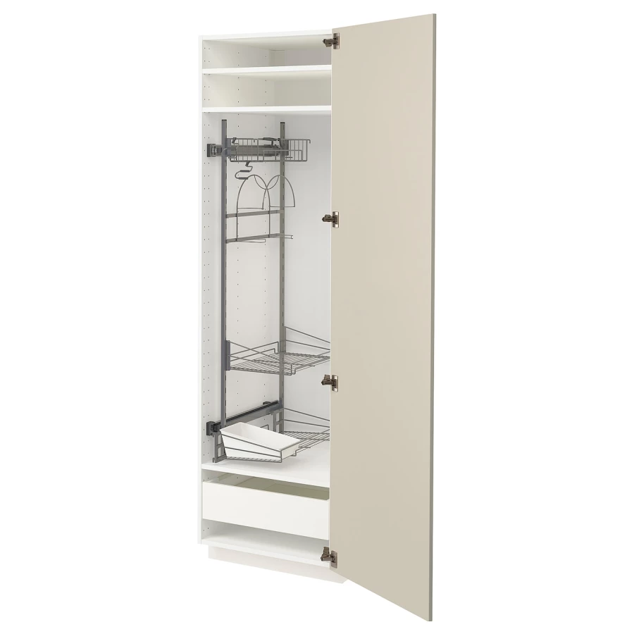 Высокий шкаф/бытовой - IKEA METOD/MAXIMERA/МЕТОД/МАКСИМЕРА ИКЕА, 200х60х60 см, белый/бежевый (изображение №1)