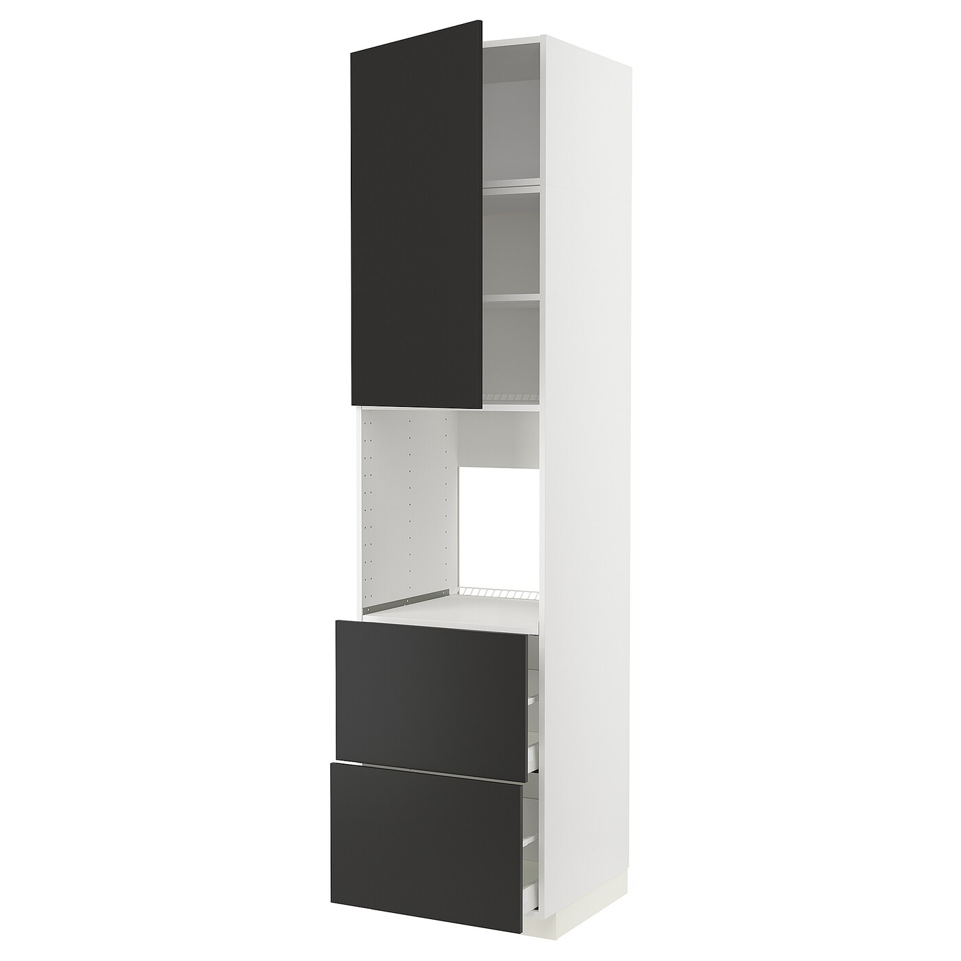Высокий шкаф - IKEA METOD/MAXIMERA/МЕТОД/МАКСИМЕРА ИКЕА, 240х60х60 см, белый/черный