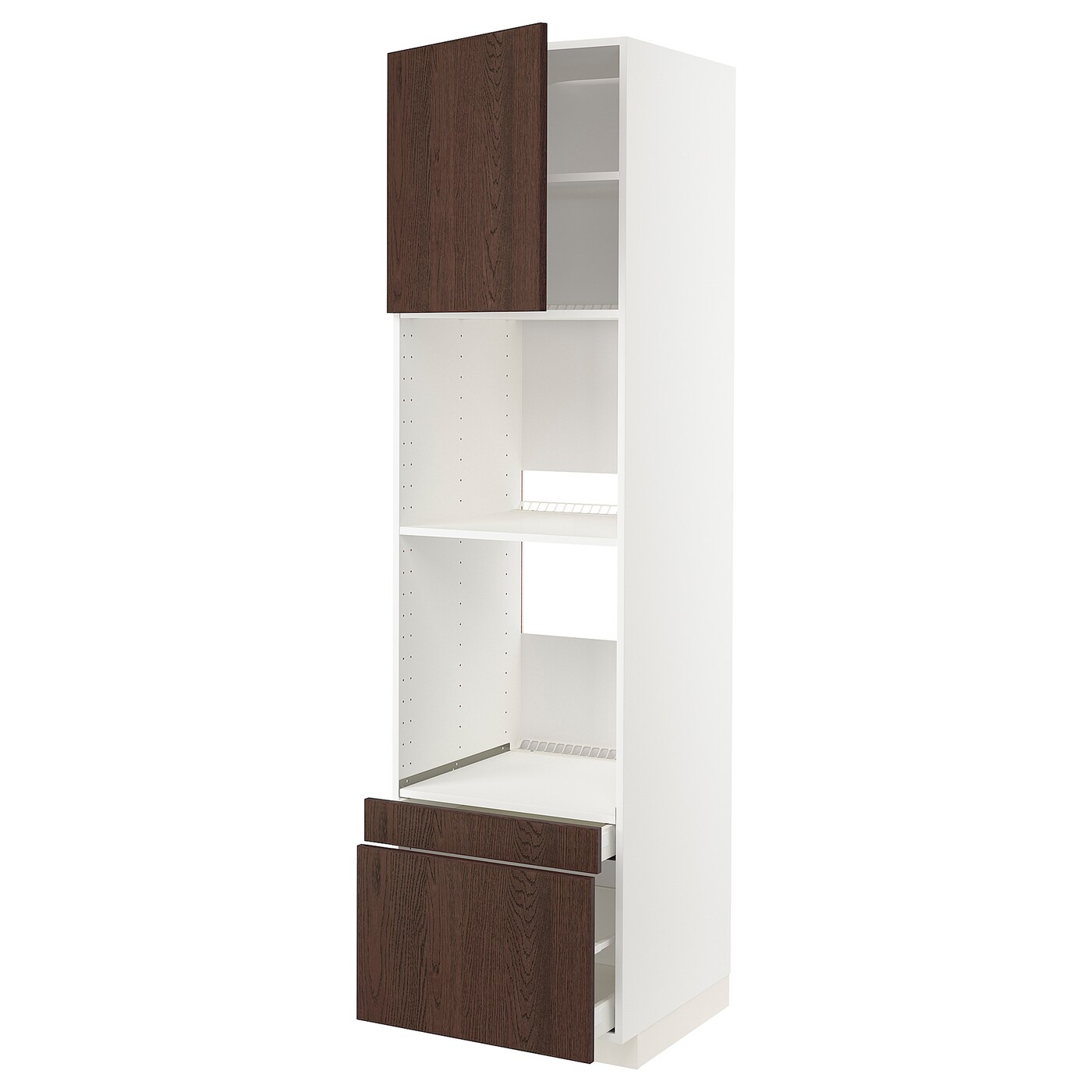 Высокий шкаф - IKEA METOD/MAXIMERA/МЕТОД/МАКСИМЕРА ИКЕА, 200х60х60 см, белый/коричневый