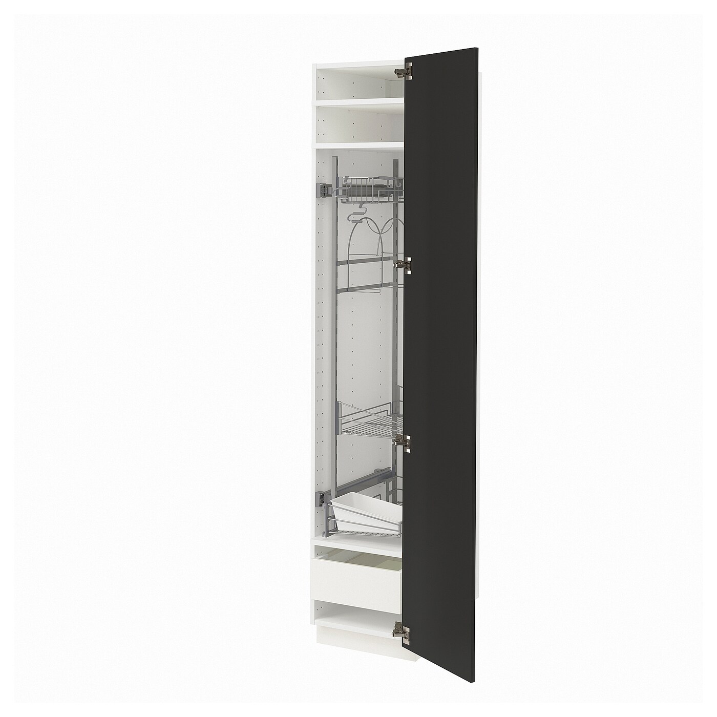 Высокий шкаф/бытовой - IKEA METOD/MAXIMERA/МЕТОД/МАКСИМЕРА ИКЕА, 200х60х40 см, белый/черный