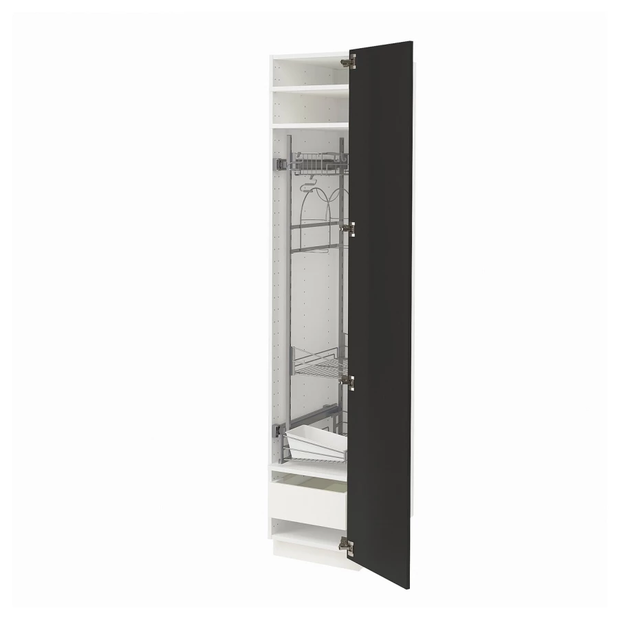 Высокий шкаф/бытовой - IKEA METOD/MAXIMERA/МЕТОД/МАКСИМЕРА ИКЕА, 200х60х40 см, белый/черный (изображение №1)