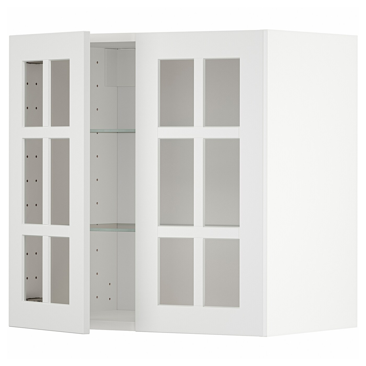 Шкаф и 2 стеклянные двери -  METOD IKEA/ МЕТОД ИКЕА, 60х60 см, белый/светло-серый