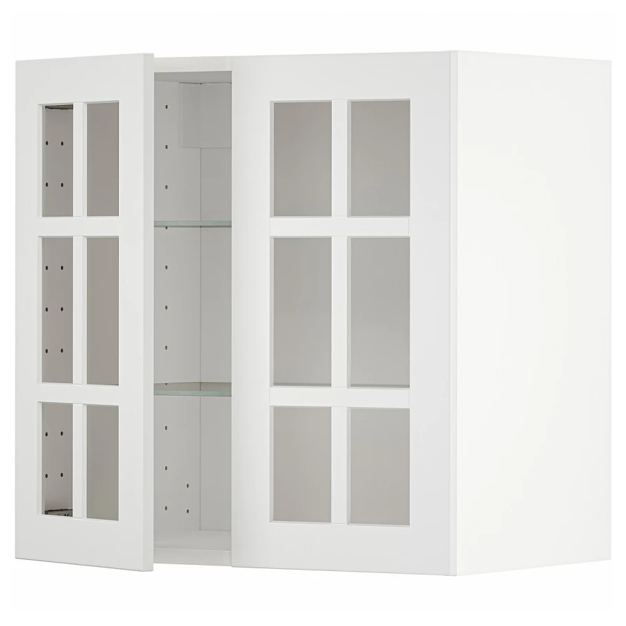 Шкаф и 2 стеклянные двери -  METOD IKEA/ МЕТОД ИКЕА, 60х60 см, белый/светло-серый (изображение №1)