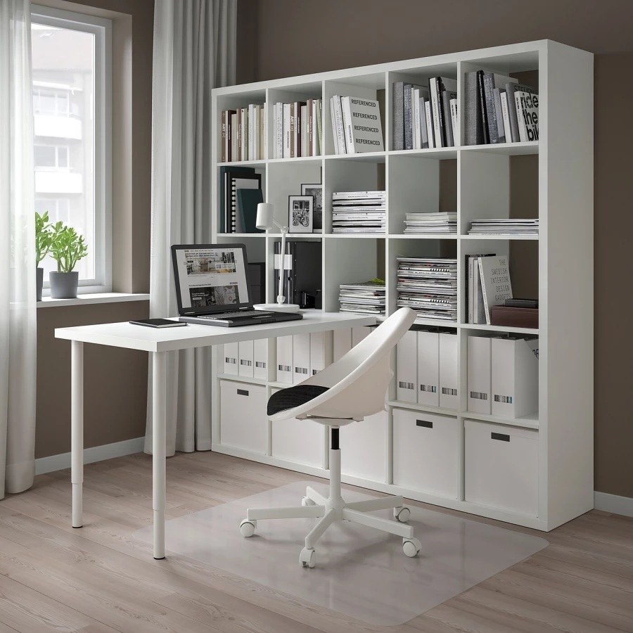 Письменный стол с книжной полкой 25 ячеек - IKEA LAGKAPTEN/KALLAX/ ЛАГКАПТЕН/КАЛЛАКС ИКЕА, белый (изображение №2)
