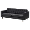 3-местный диван - IKEA LANDSKRONA, 204х89х78 см, черный, кожа, ЛАНДСКРУНА ИКЕА