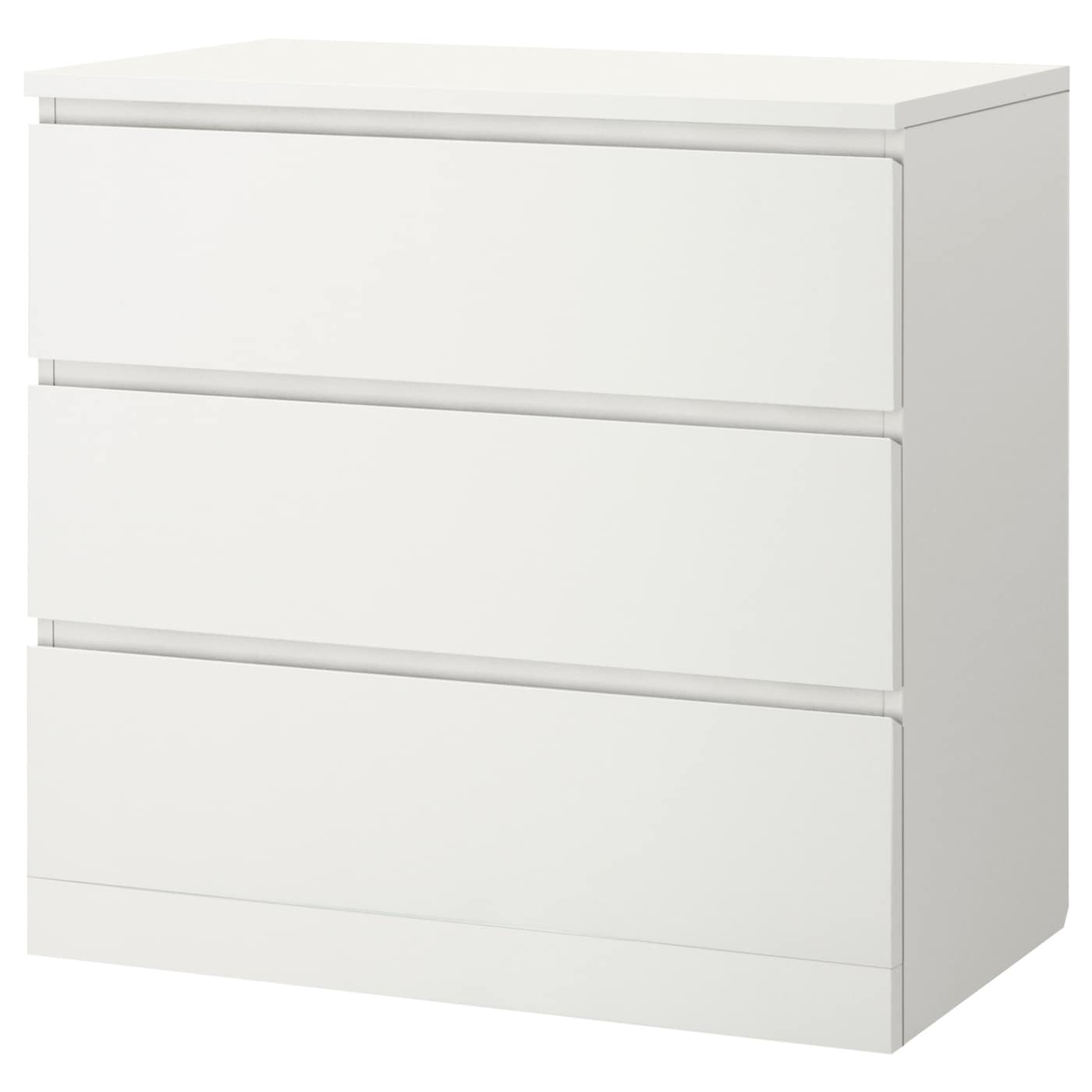 Комод с 3 ящиками - IKEA MALM, 80x78х48 см, белый МАЛЬМ ИКЕА