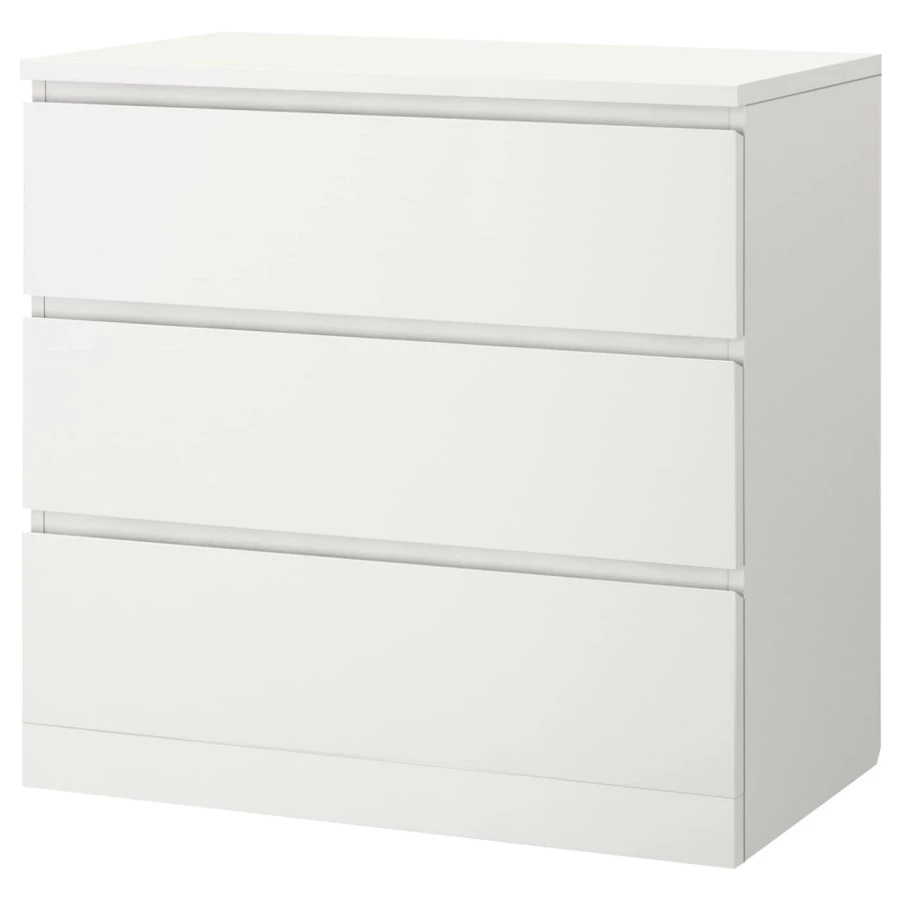 Комод с 3 ящиками - IKEA MALM, 80x78х48 см, белый МАЛЬМ ИКЕА (изображение №1)