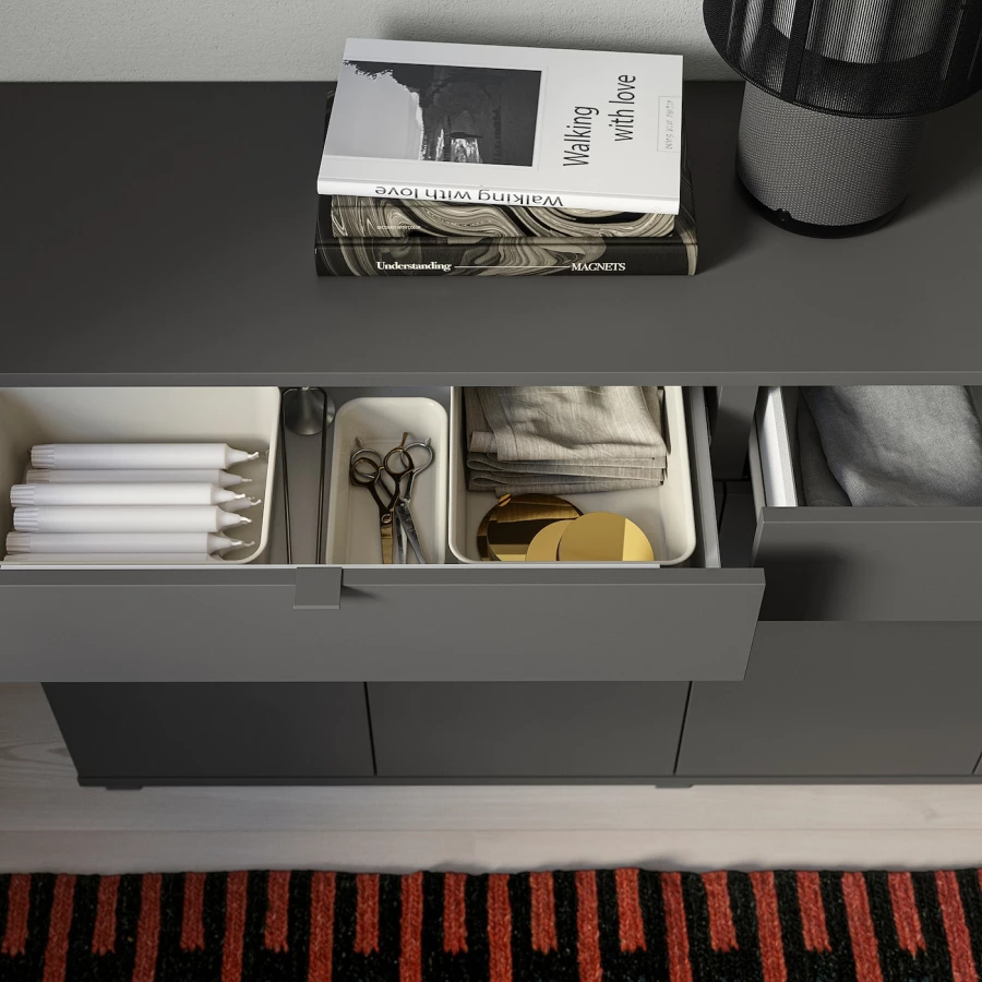 Комбинация для хранения - VIHALS  IKEA/ ВИХАЛС ИКЕА, 75х140 см, серый (изображение №4)