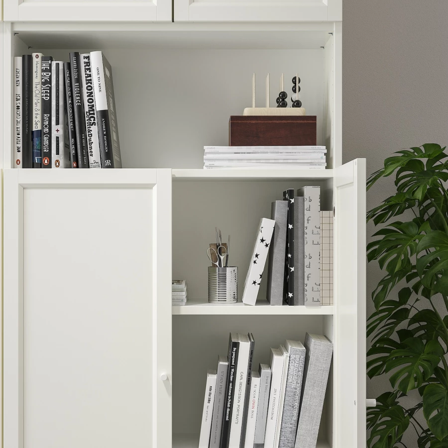 Книжный шкаф с дверцей - BILLY/OXBERG IKEA/ БИЛЛИ/ОКСБЕРГ ИКЕА, 30х160х237 см, белый (изображение №4)