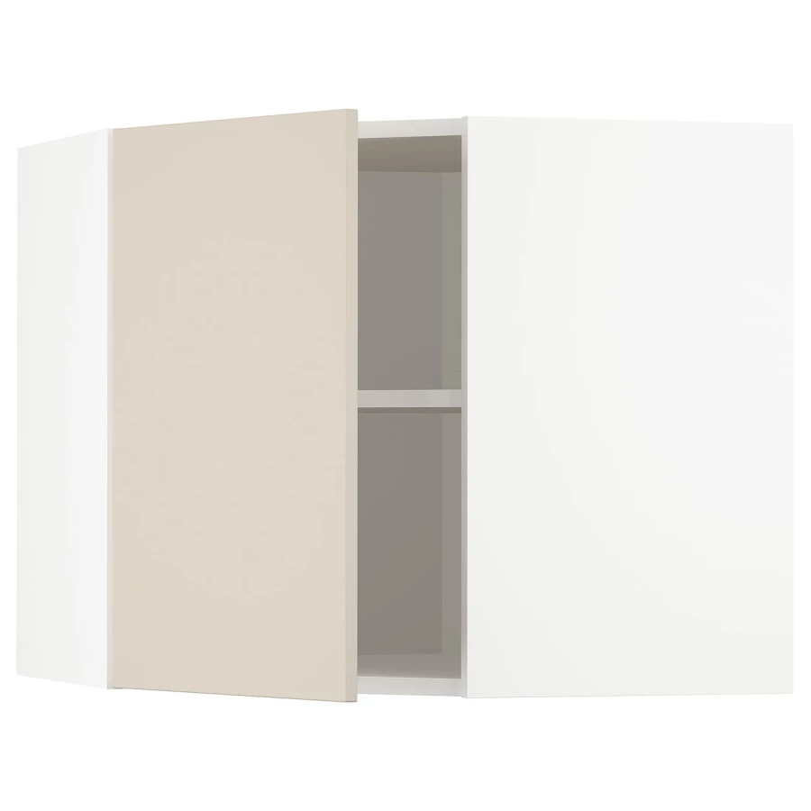Угловой навесной шкаф с полками - METOD  IKEA/  МЕТОД ИКЕА, 60х68 см, белый/бежевый (изображение №1)