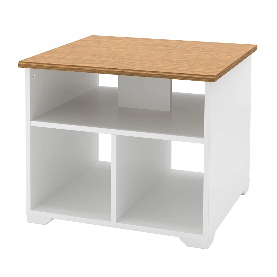 Журнальный стол - IKEA ИКЕА SKRUVBY, 60х60х50см, белый/светло-коричневый (изображение №1)