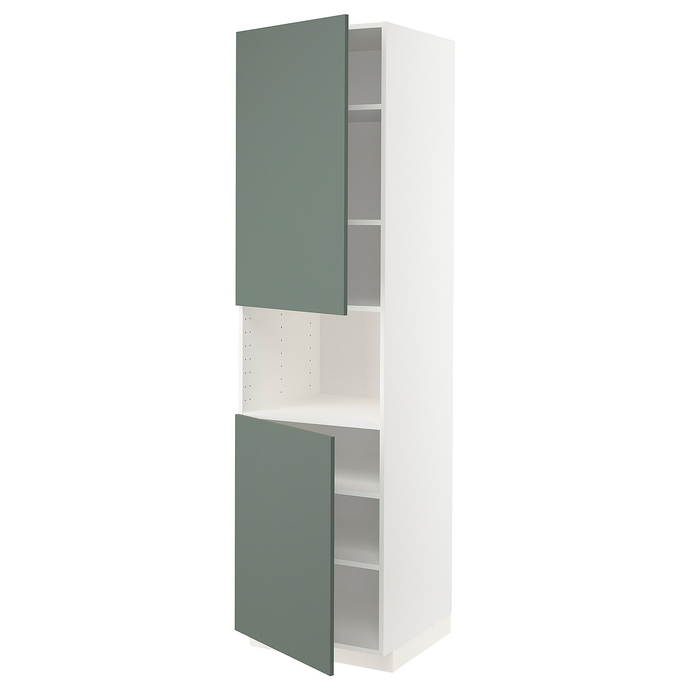 Высокий кухонный шкаф с полками - IKEA METOD/МЕТОД ИКЕА, 220х60х60 см, белый/темно-зеленый