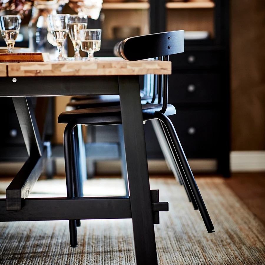 Деревянный стул - YNGVAR IKEA/ ИНГВАР ИКЕА, 71х53х51 см, черный (изображение №2)