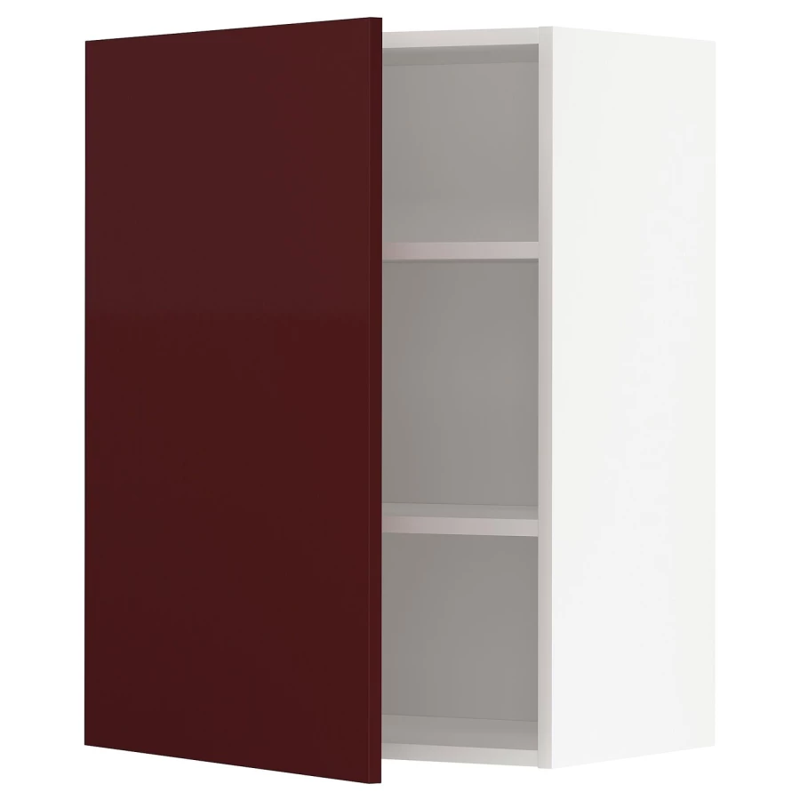 Навесной шкаф с полкой - METOD IKEA/ МЕТОД ИКЕА, 80х60 см, белый/красный (изображение №1)