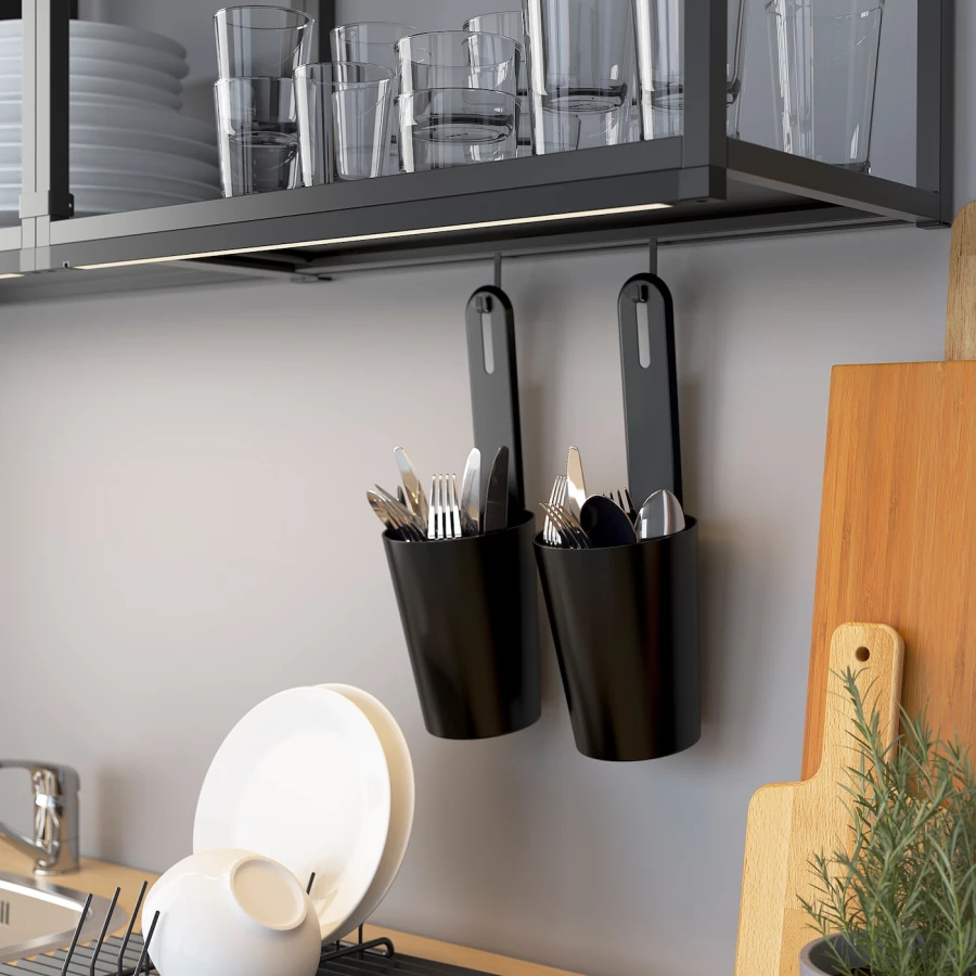 Кухня -  ENHET  IKEA/ ЭНХЕТ ИКЕА, 222х183 см, белый/черный (изображение №10)