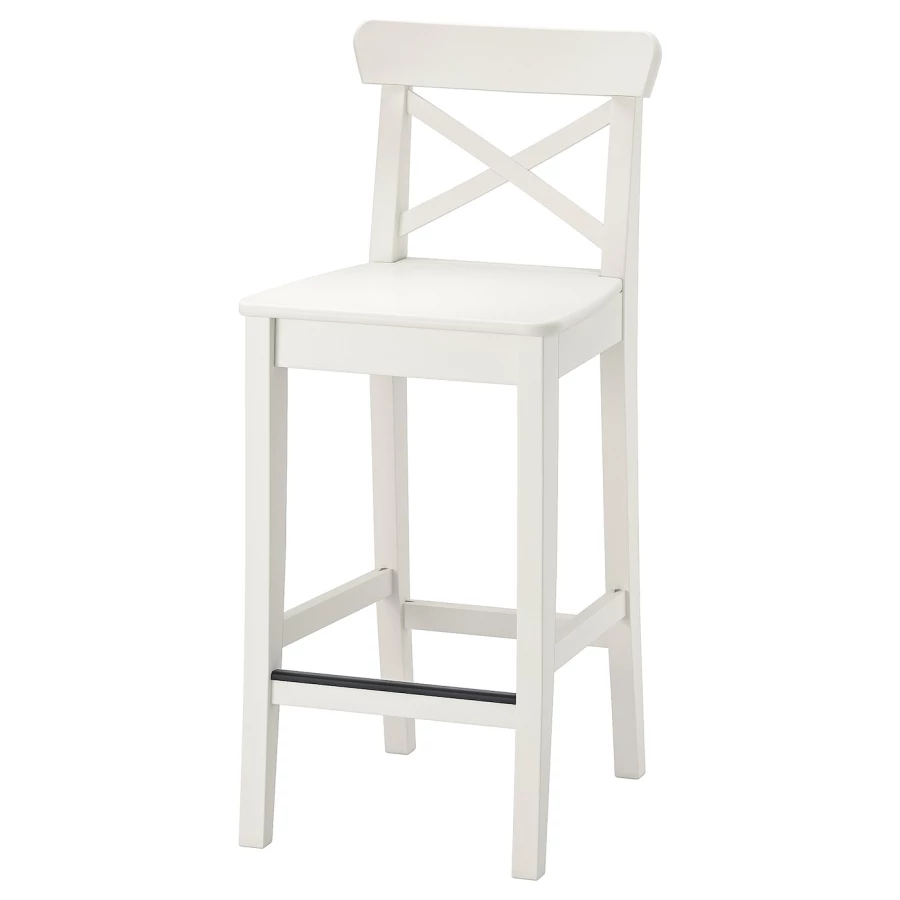 Барный стул - IKEA INGOLF/ИНГОЛЬФ ИКЕА, 40х45х91 см, белый (изображение №1)