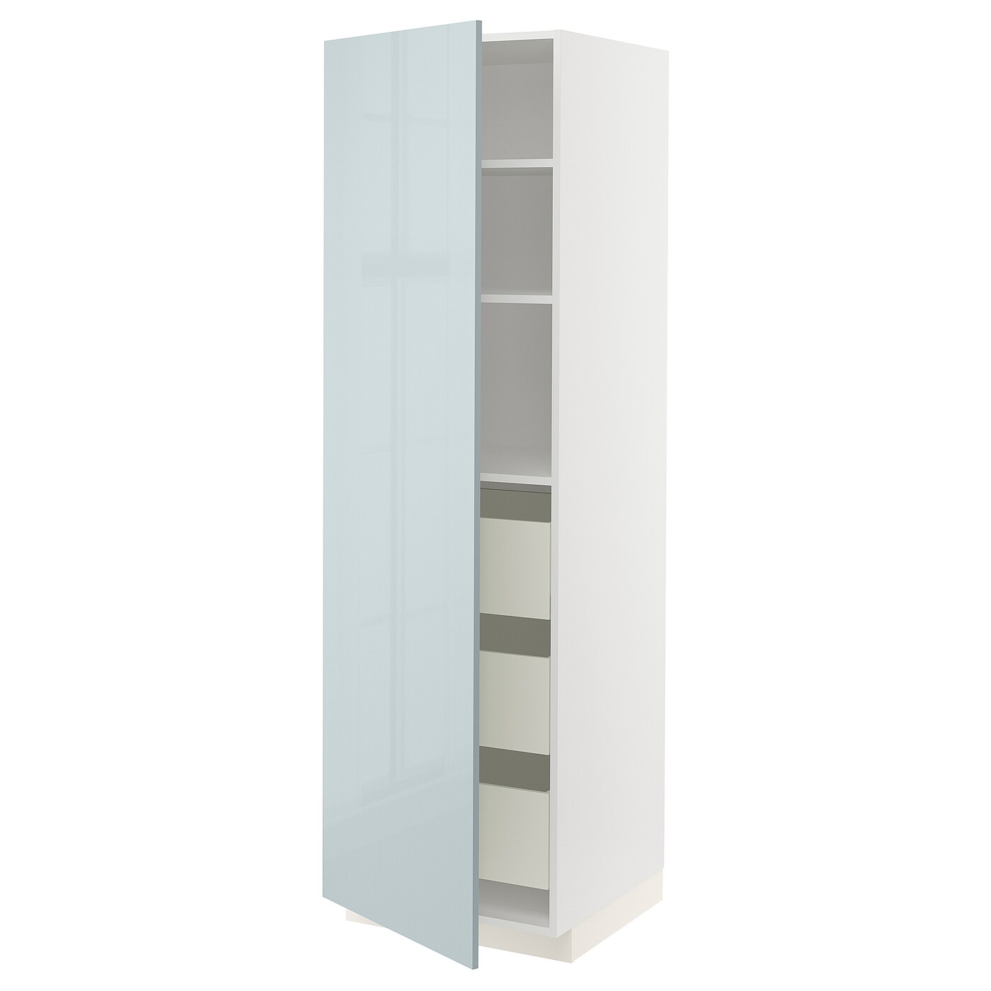Высокий шкаф с ящиками - IKEA METOD/MAXIMERA/МЕТОД/МАКСИМЕРА ИКЕА, 200х60х60 см, белый/голубой