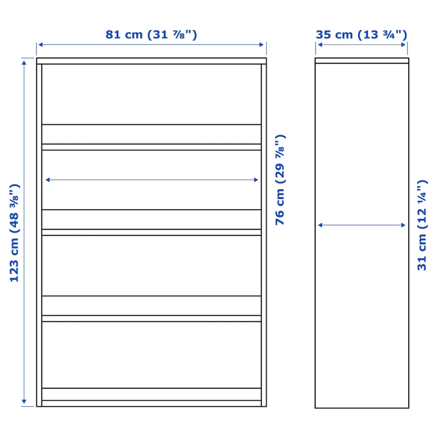 Книжный шкаф - HAVSTA IKEA/ ХАВСТА ИКЕА,  123х81 см, серый (изображение №4)